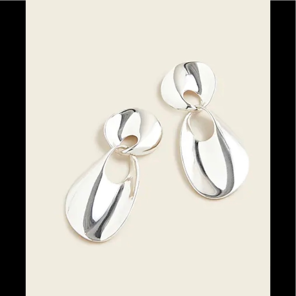 J. Crew metallic drop earrings. Silver mirror. Item # BG755. SOLD OUT ONLINE
